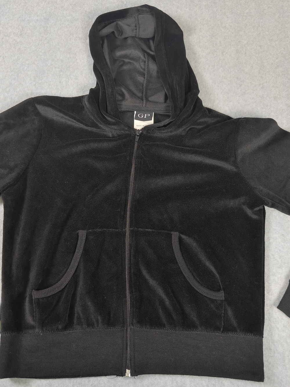 GP Black Velour Zip Hoodie
